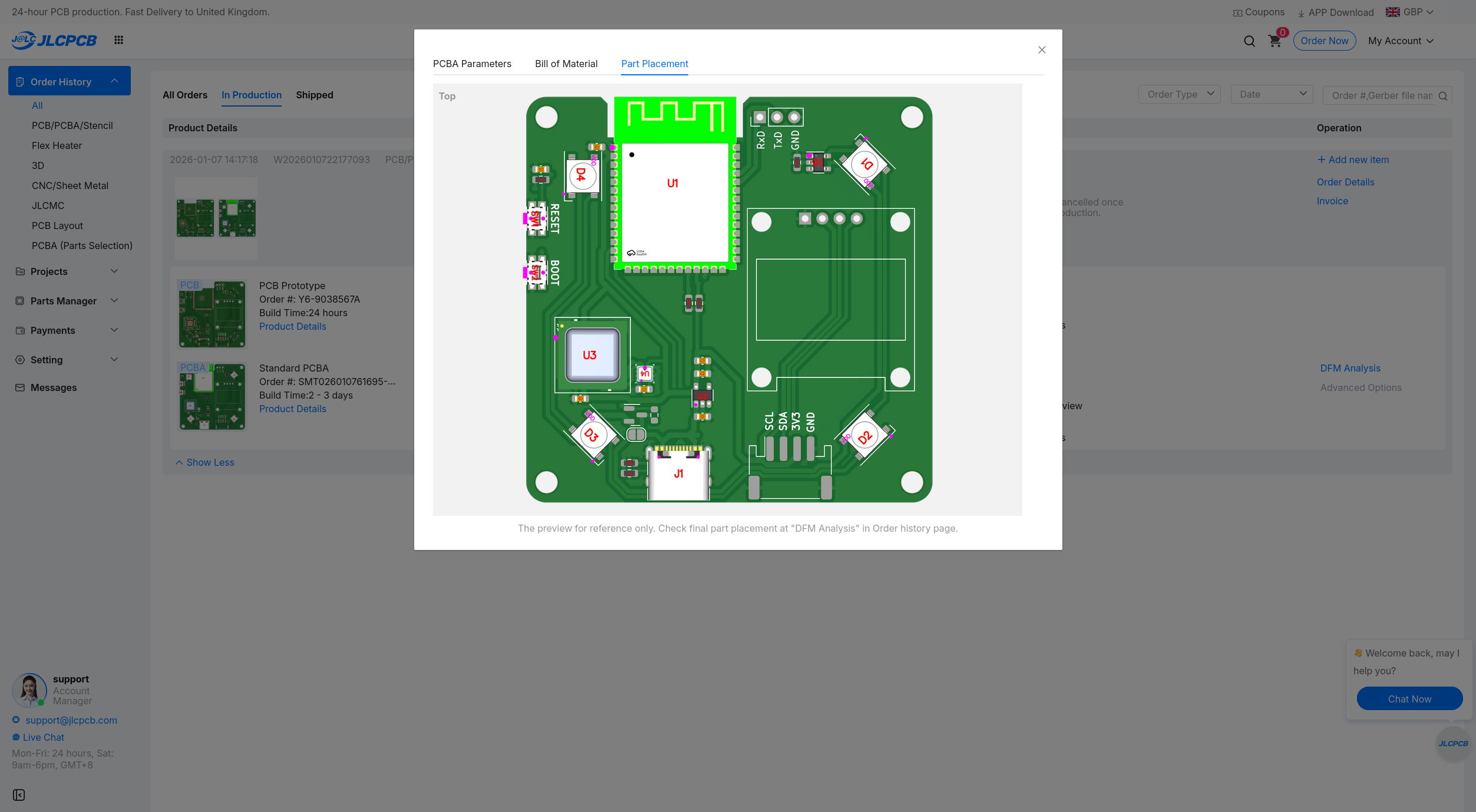 Assembly placement reference visualization